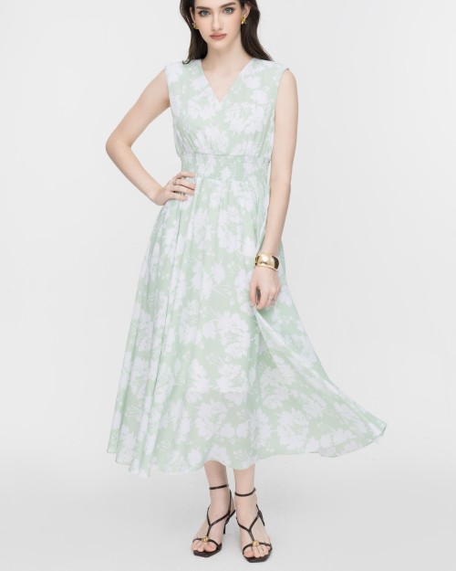 Sixdo SIXDO V-Neck Woven Flared Dress